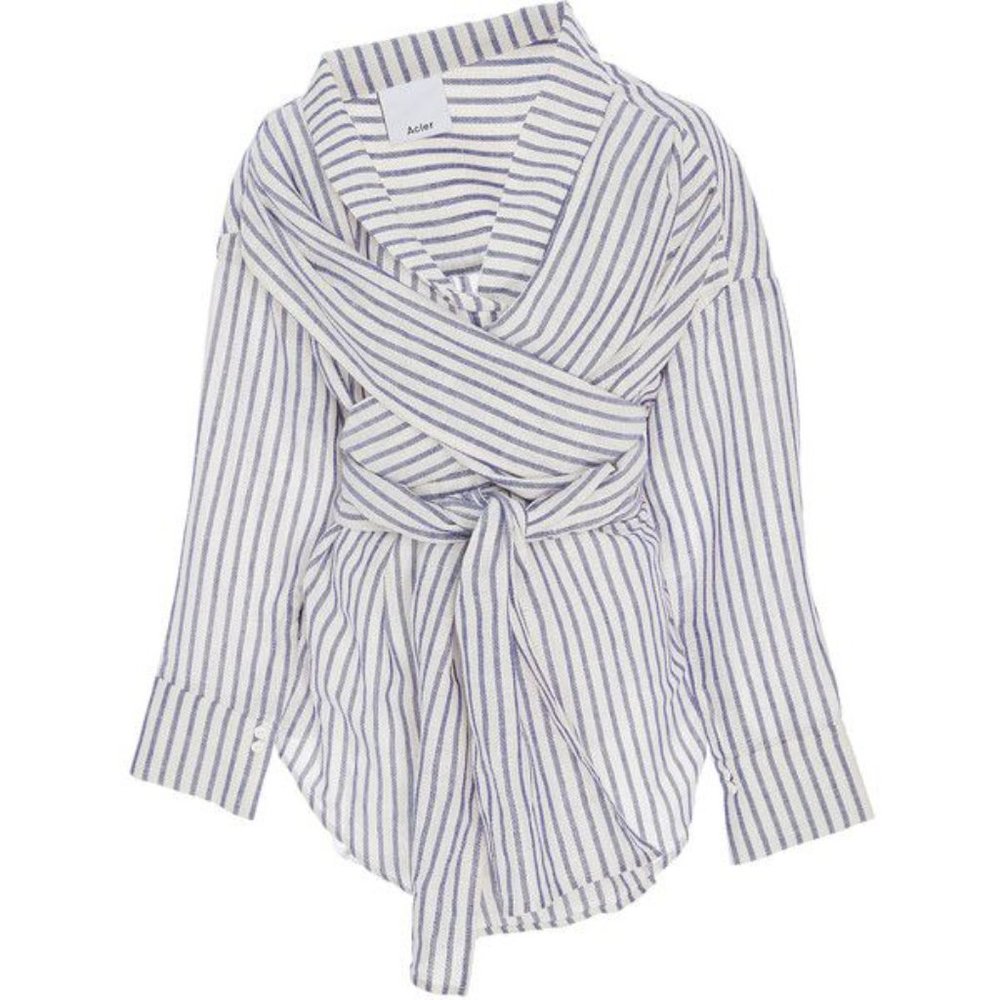 Acler Marine Off Shoulder Striped Shirt